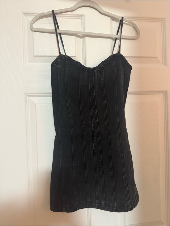 Darker Wavs Dresses & Skirts - Darker wavs washed Black Denim mini Dress with zipper
